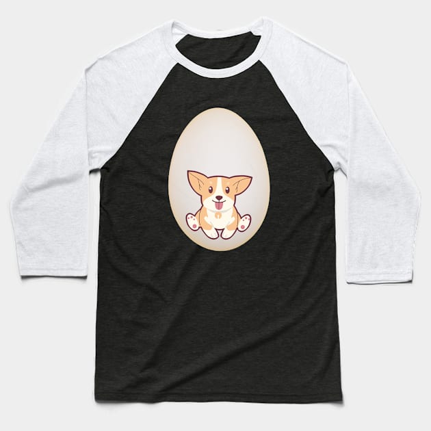 Funny Dog In The Egg Baseball T-Shirt by Happysphinx